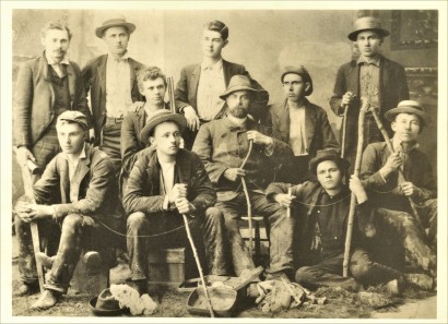 Dreiser (in rear, second from right) with spelunking group during his college days; courtesy Vigo County Historical Society
